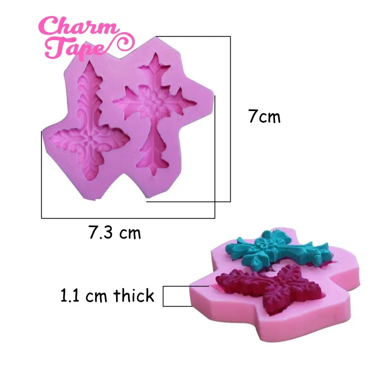 Gothic Crosses Silicon mold flexible, for polymer clay, resin jewelry or cake making G039