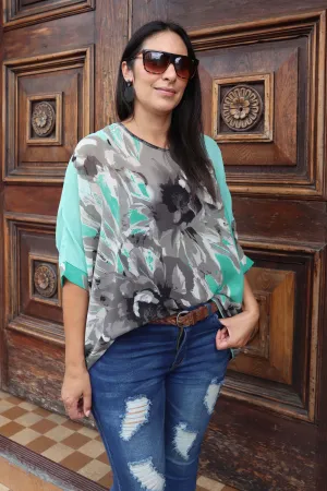 Green Feathered Draped Top - Wild Collection