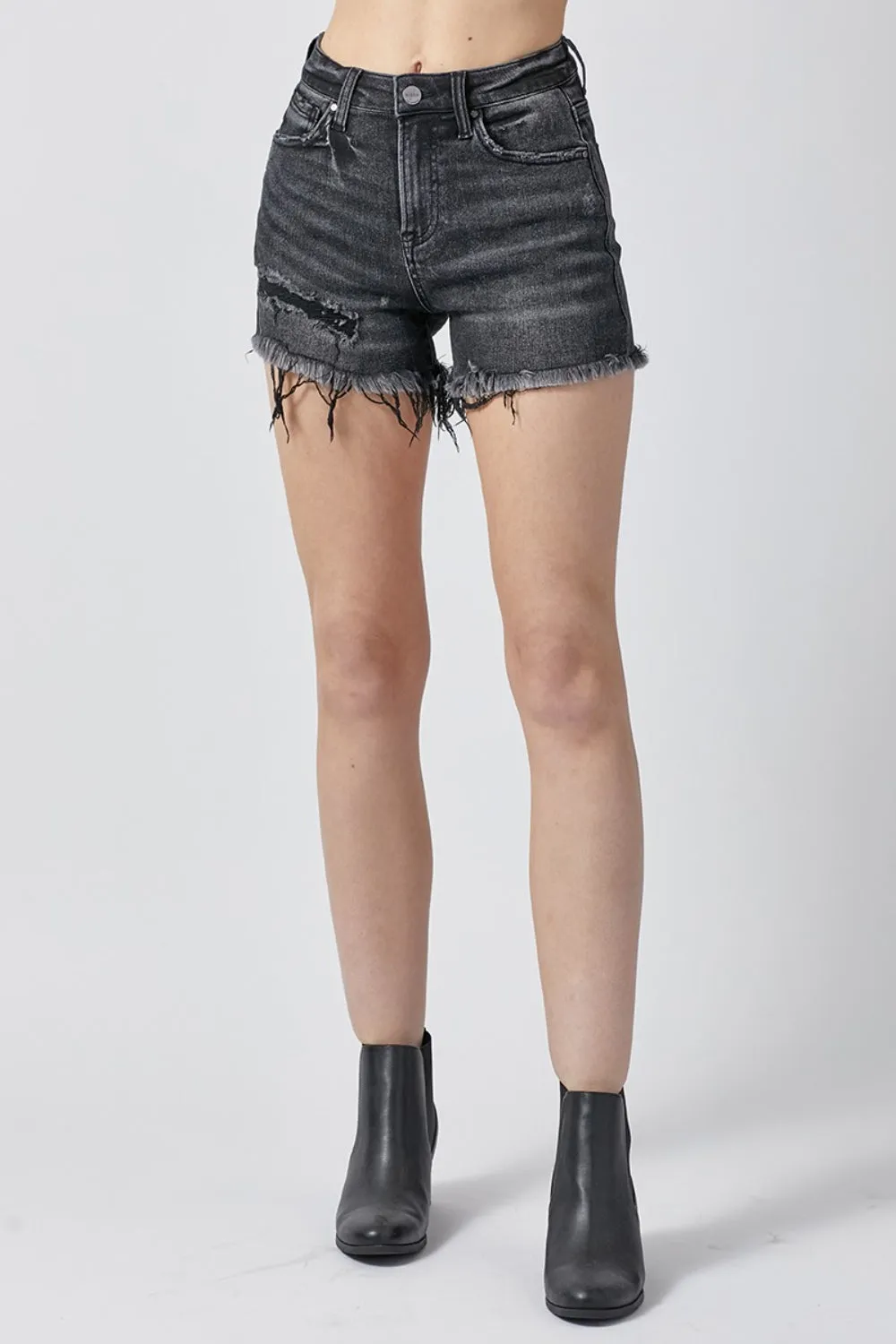 Hazel Blues® |  RISEN Raw Hem Denim Shorts with Pockets
