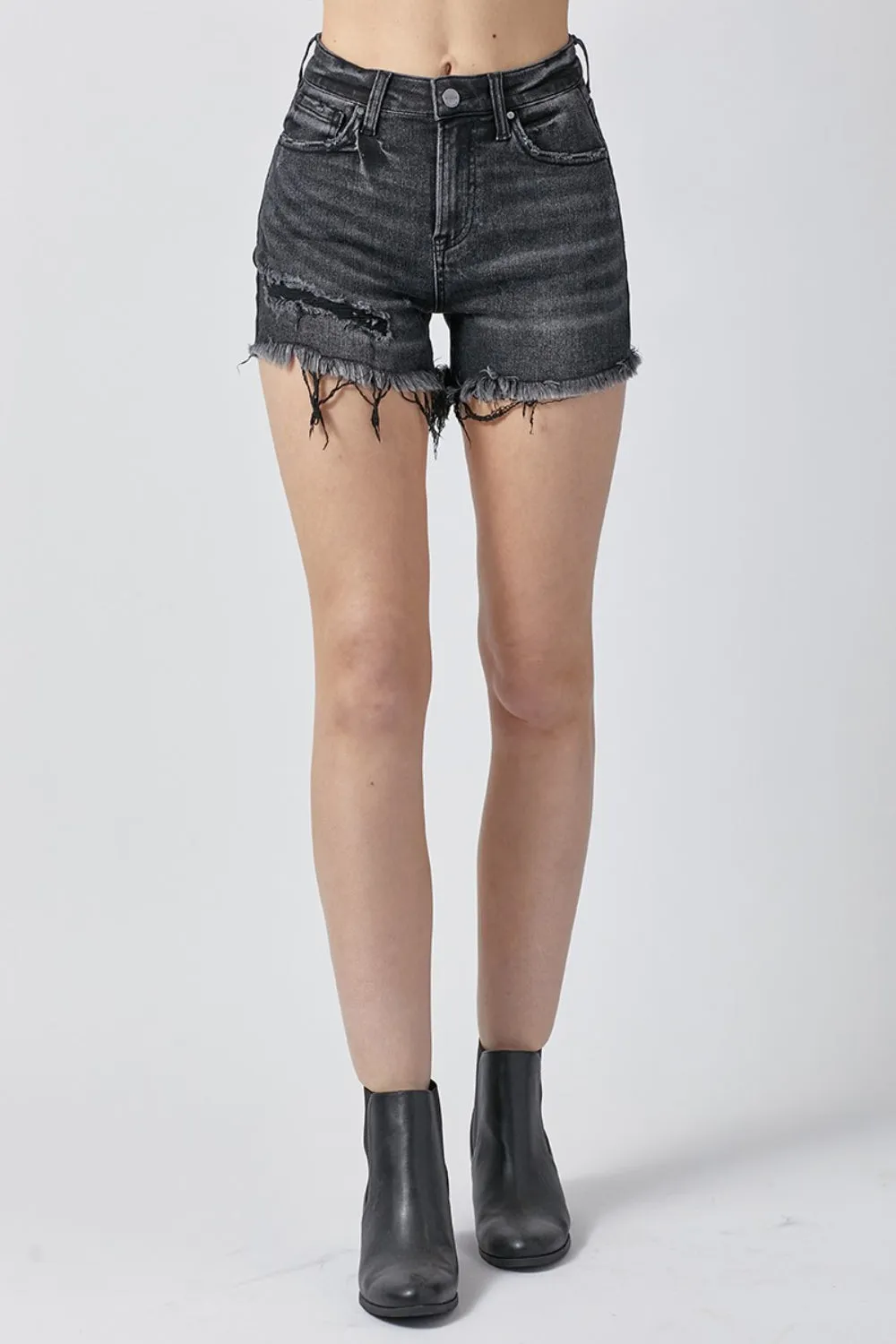 Hazel Blues® |  RISEN Raw Hem Denim Shorts with Pockets