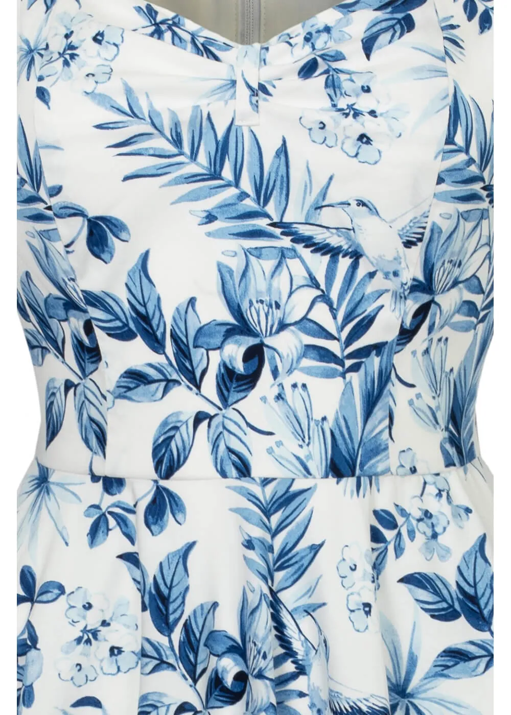Hell Bunny Adeline Leaves 50's Swing Dress Blue