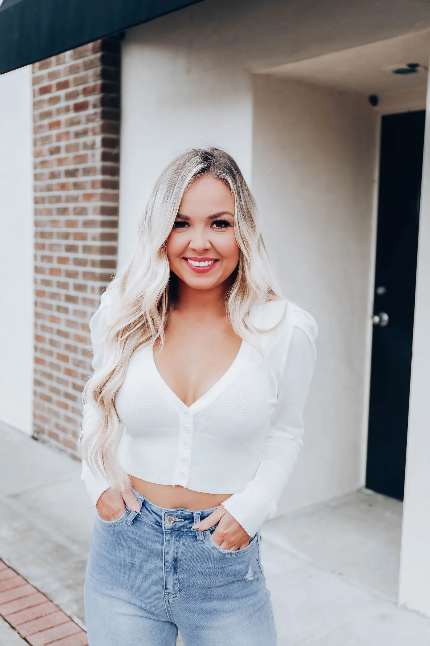 Hello Spring V-Neck Cardigan - Off White