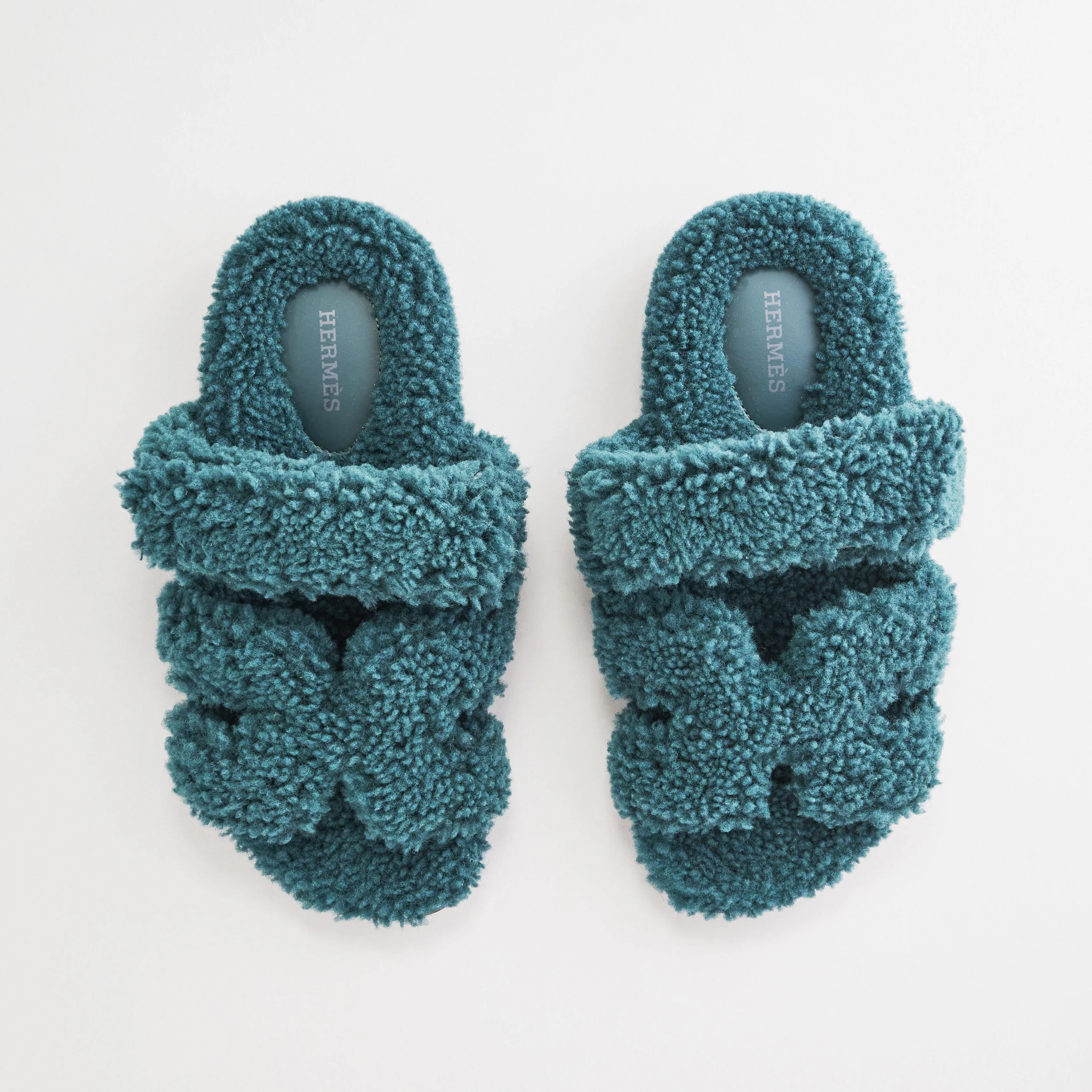 Hermès Chypre Sandals Shearling Vert Anglais
