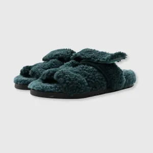 Hermès Chypre Sandals Shearling Vert Anglais