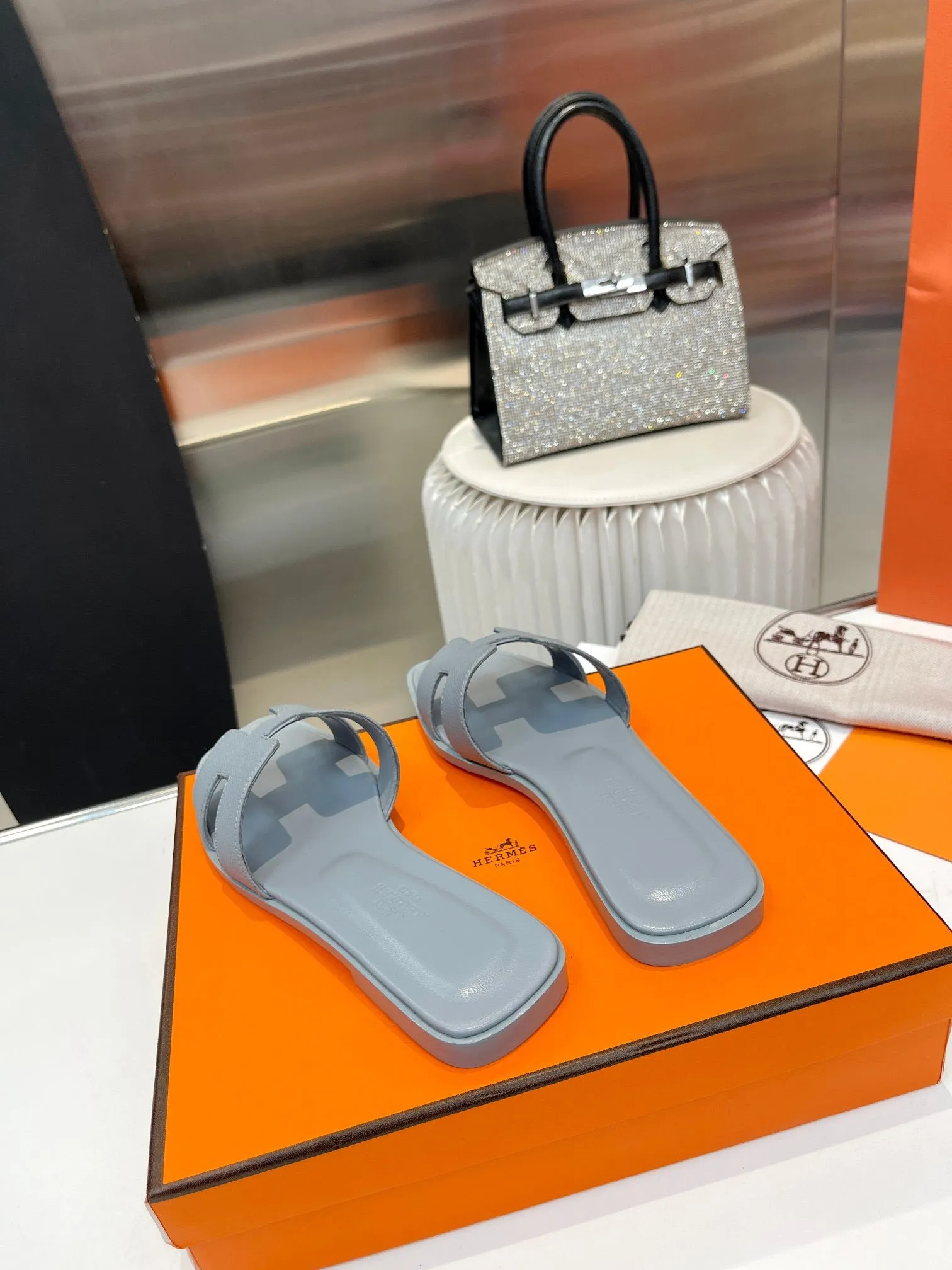 HM Oran Sandal Light Blue Calfskin 695746