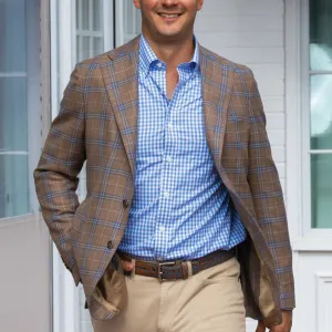 Kevin's Tan/Blue Plaid Modern Fit Sport Coat