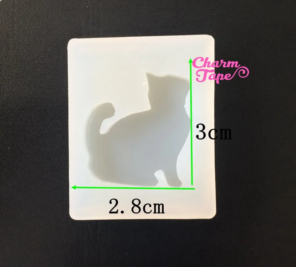 Kitty Cat charm Silicon mold flexible, for polymer clay, resin jewelry Q058