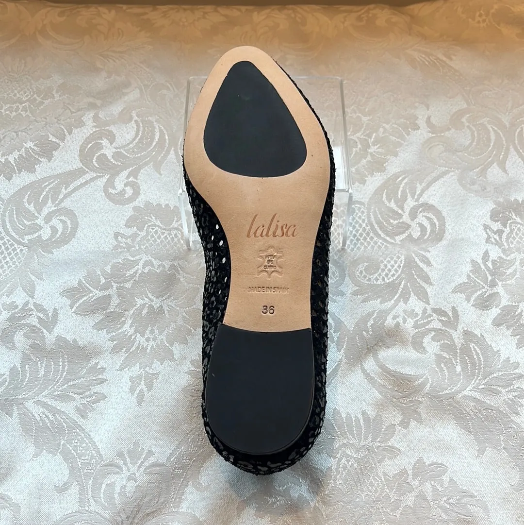 LALISA AMANDA BLACK ROPE BOW FLAT