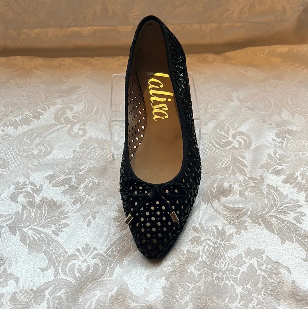 LALISA AMANDA BLACK ROPE BOW FLAT