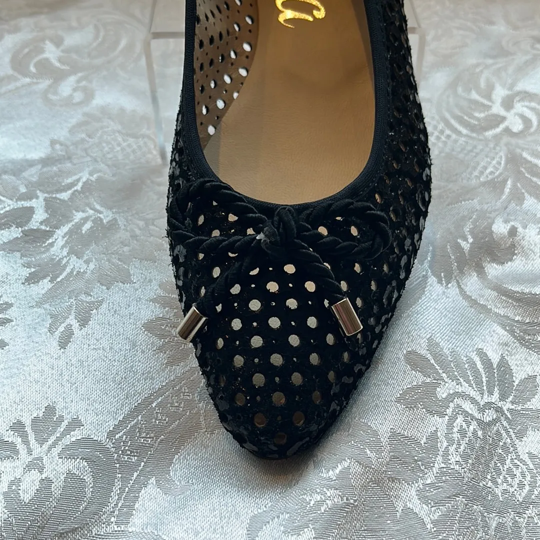 LALISA AMANDA BLACK ROPE BOW FLAT