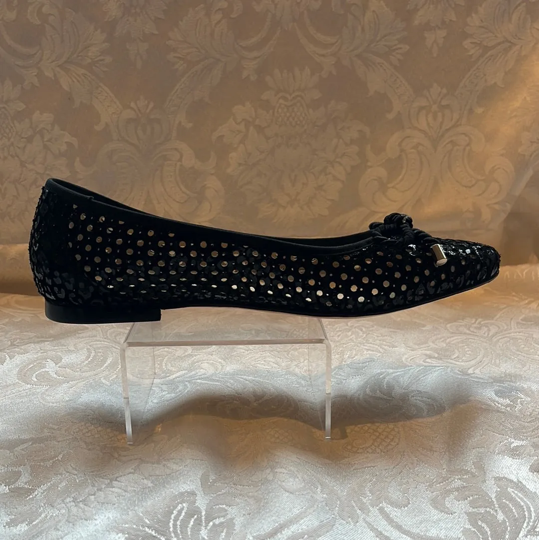 LALISA AMANDA BLACK ROPE BOW FLAT
