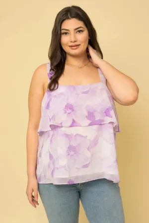 Layered Floral Tiered Hem Sleeveless Top