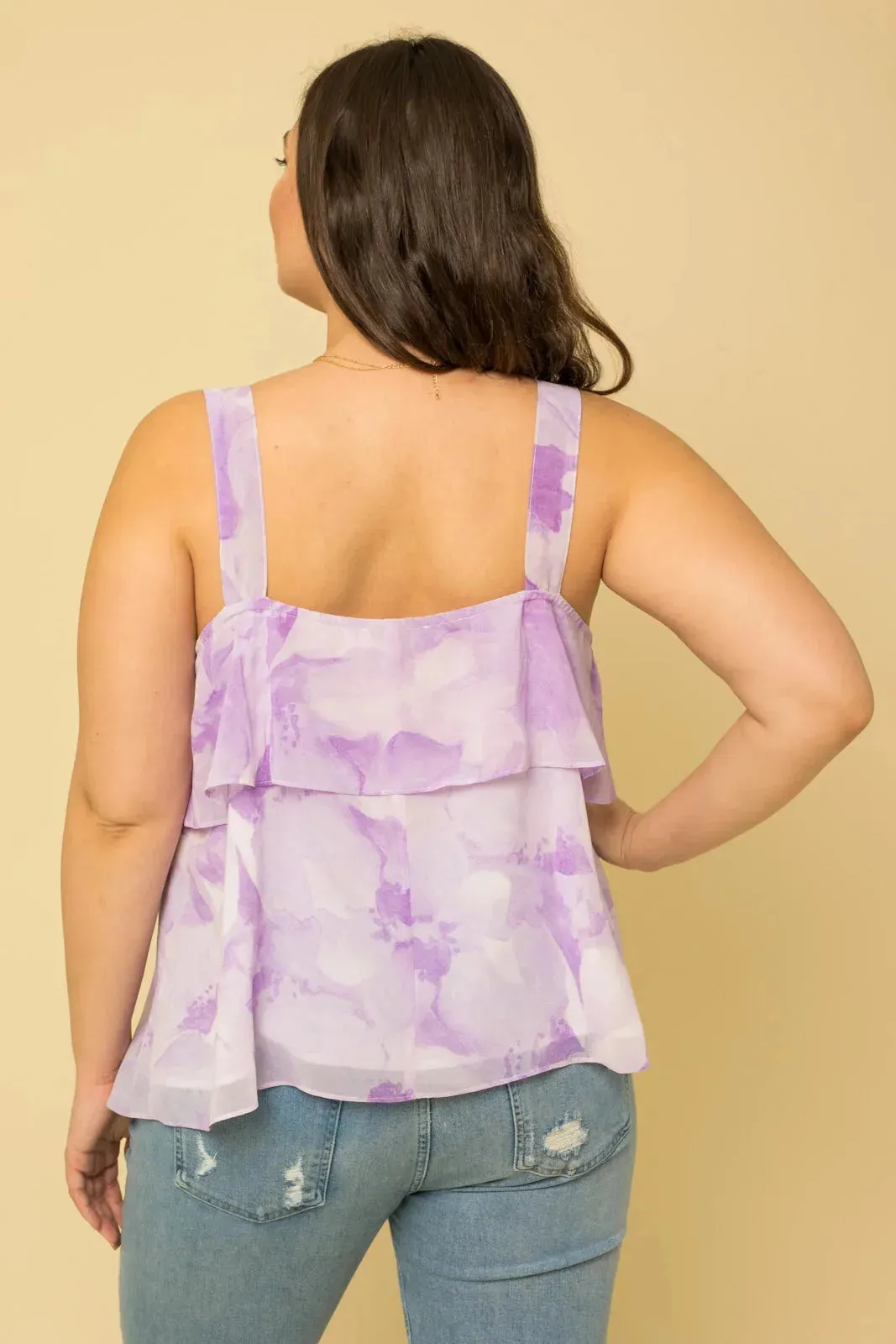 Layered Floral Tiered Hem Sleeveless Top