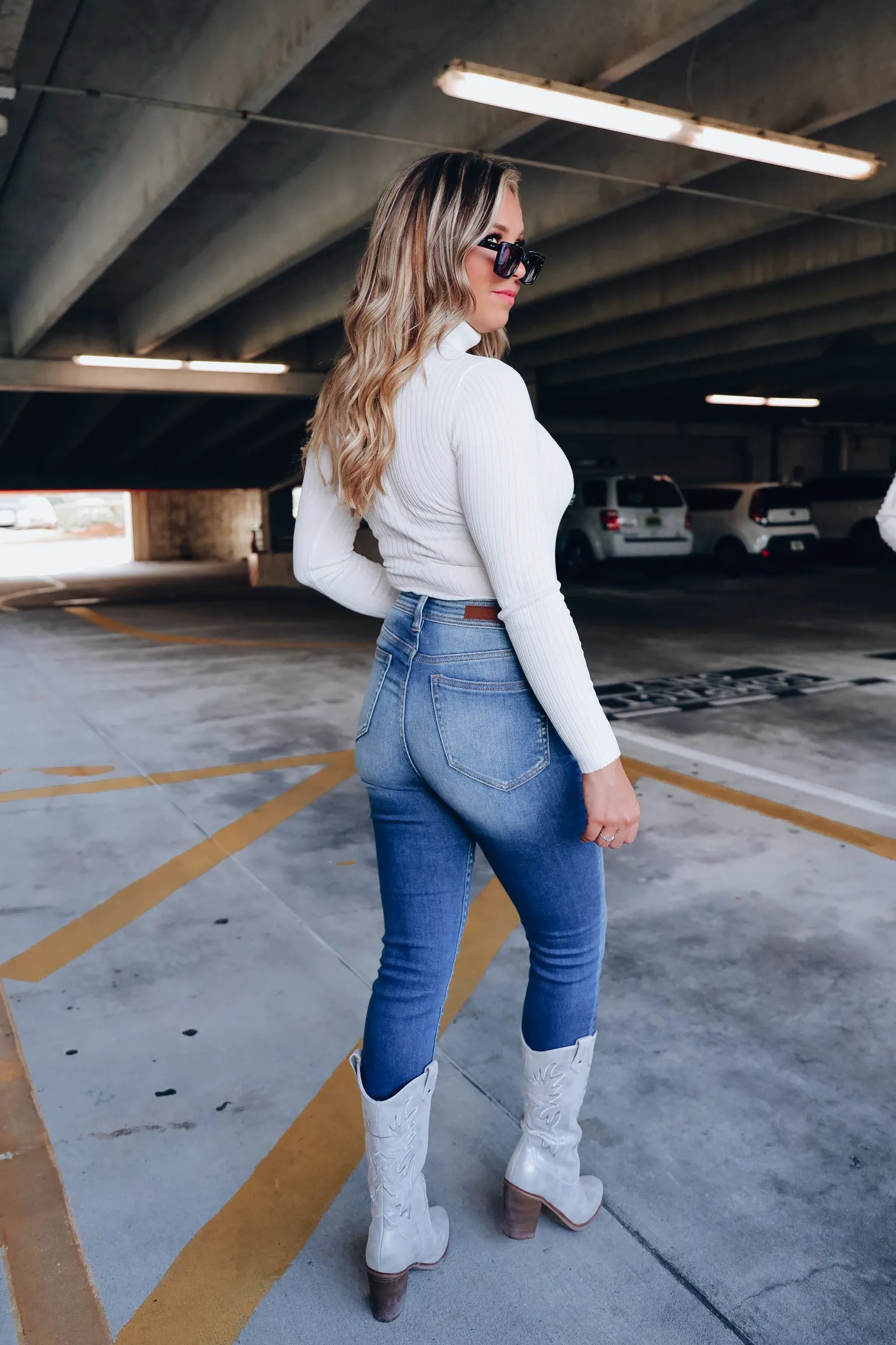 Level Up Mock Neck Fitted Bodysuit - Ivory