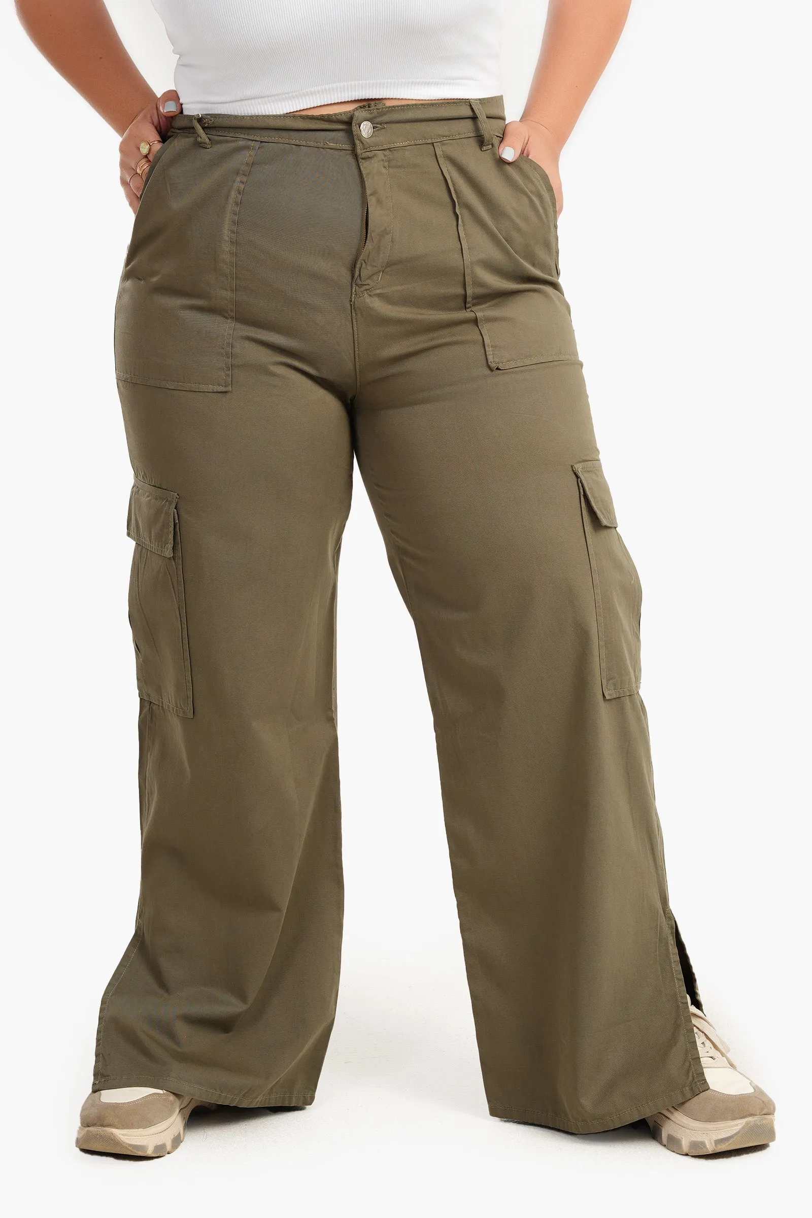 Linen Baggy Pants with Slits