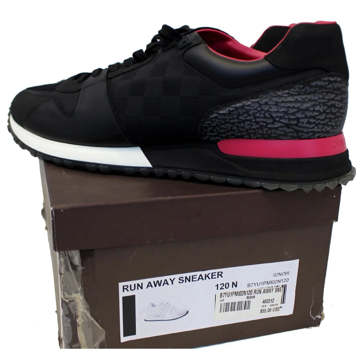 LOUIS VUITTON Run Away Lace Up Sneakers Noir US 13