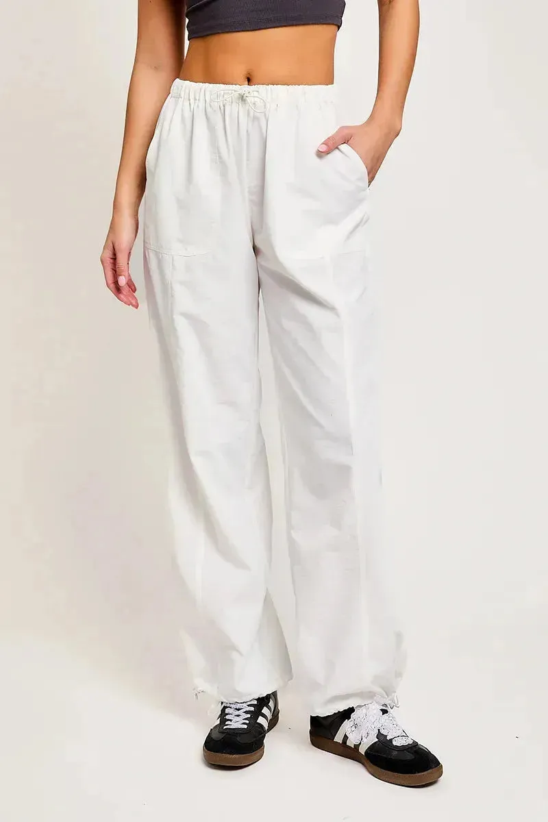 Low Rise Ankle Drawstring Pocketed Relax Pants