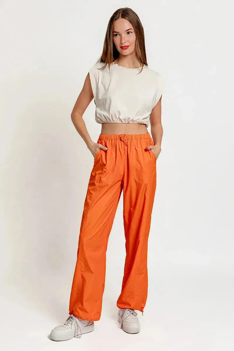 Low Rise Ankle Drawstring Pocketed Relax Pants
