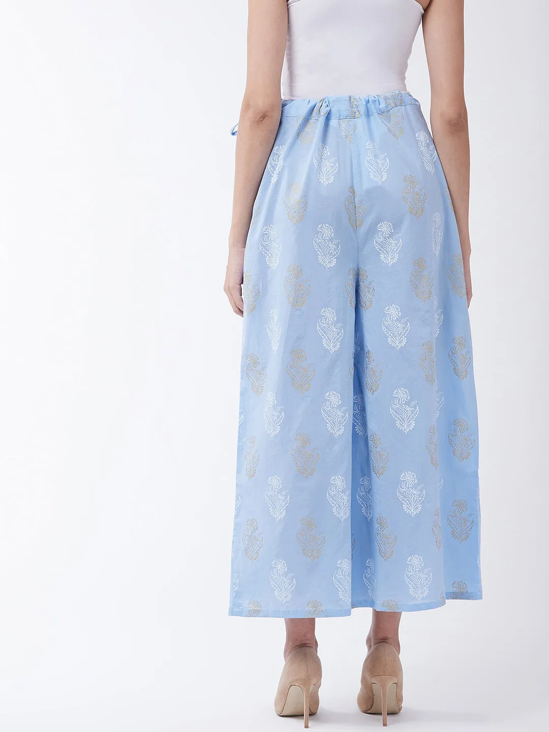 Madhubani Print Sky Blue Palazzo
