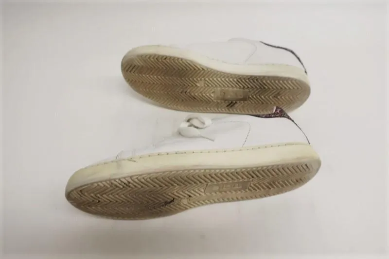 Maje Fanny Low Top Sneakers Glitter-Heel White Leather Size 36