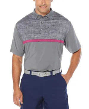 Mens Opti-Dri Textured Color Block Polo