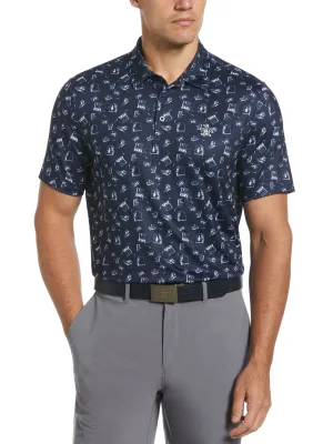 Men's Retro Arcade Print Polo