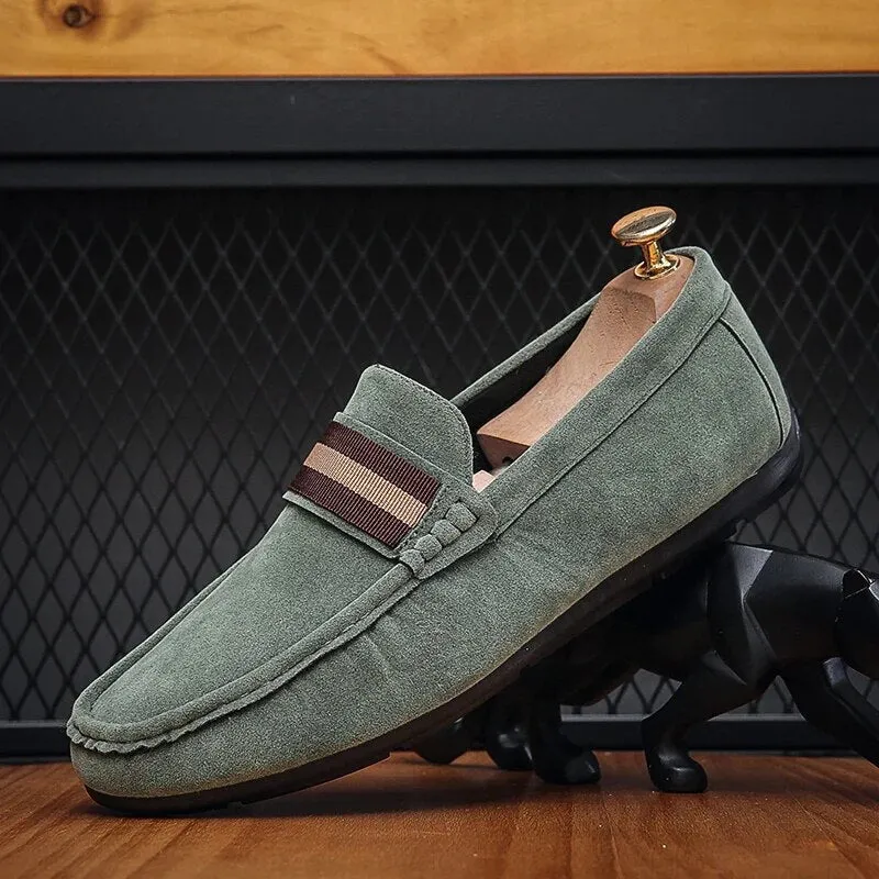 Men's Stylish Suede Loafers with Striped Design | Perfect for Everyday Wear
