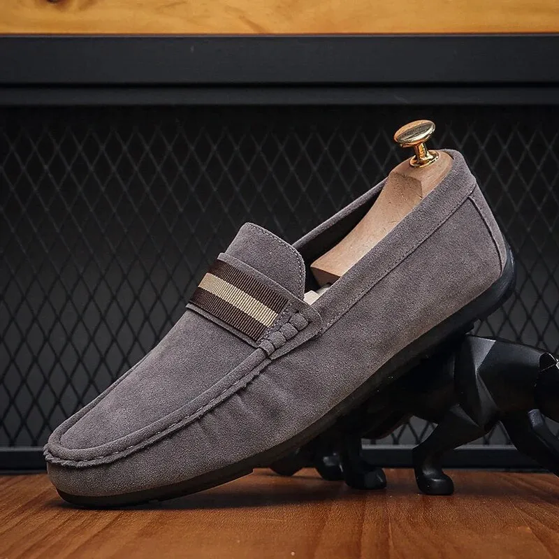 Men's Stylish Suede Loafers with Striped Design | Perfect for Everyday Wear