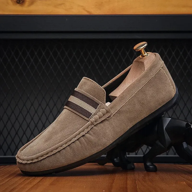 Men's Stylish Suede Loafers with Striped Design | Perfect for Everyday Wear