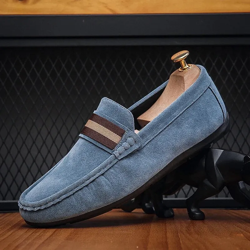 Men's Stylish Suede Loafers with Striped Design | Perfect for Everyday Wear