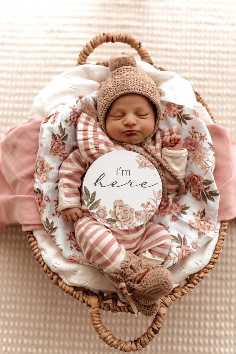 Merino Wool Bonnet & Bootie Set - Fawn