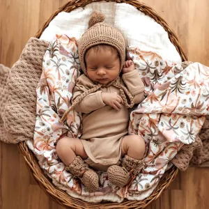 Merino Wool Bonnet & Bootie Set - Fawn