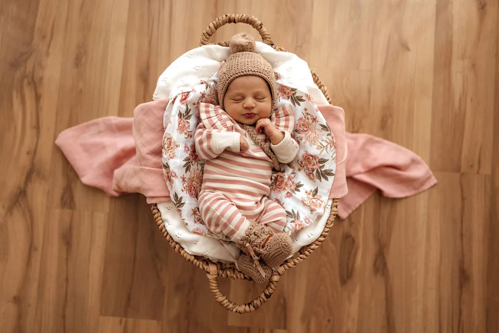 Merino Wool Bonnet & Bootie Set - Fawn
