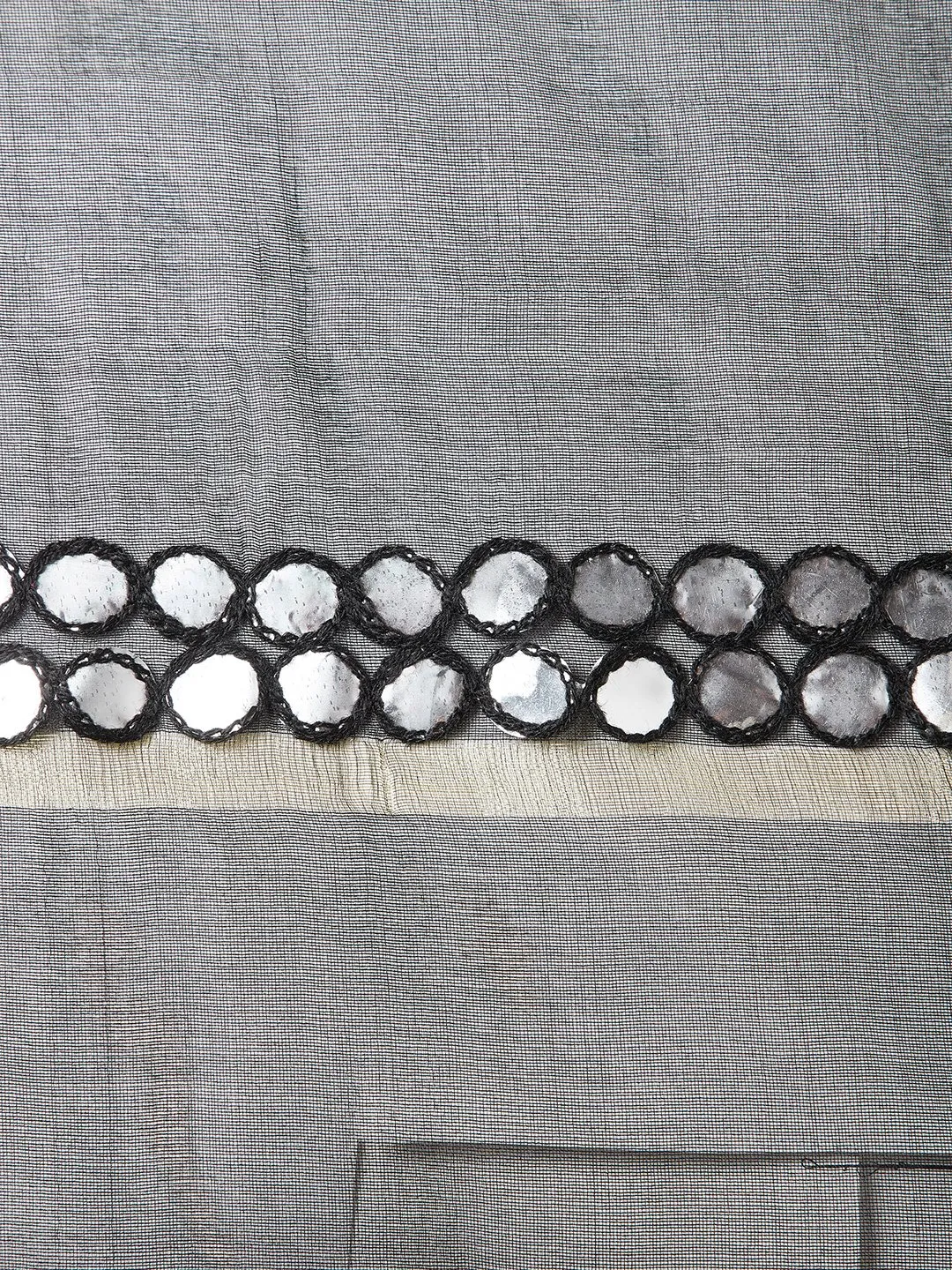 Mirror Work Beige Kurta With Black Dupatta And Palazo