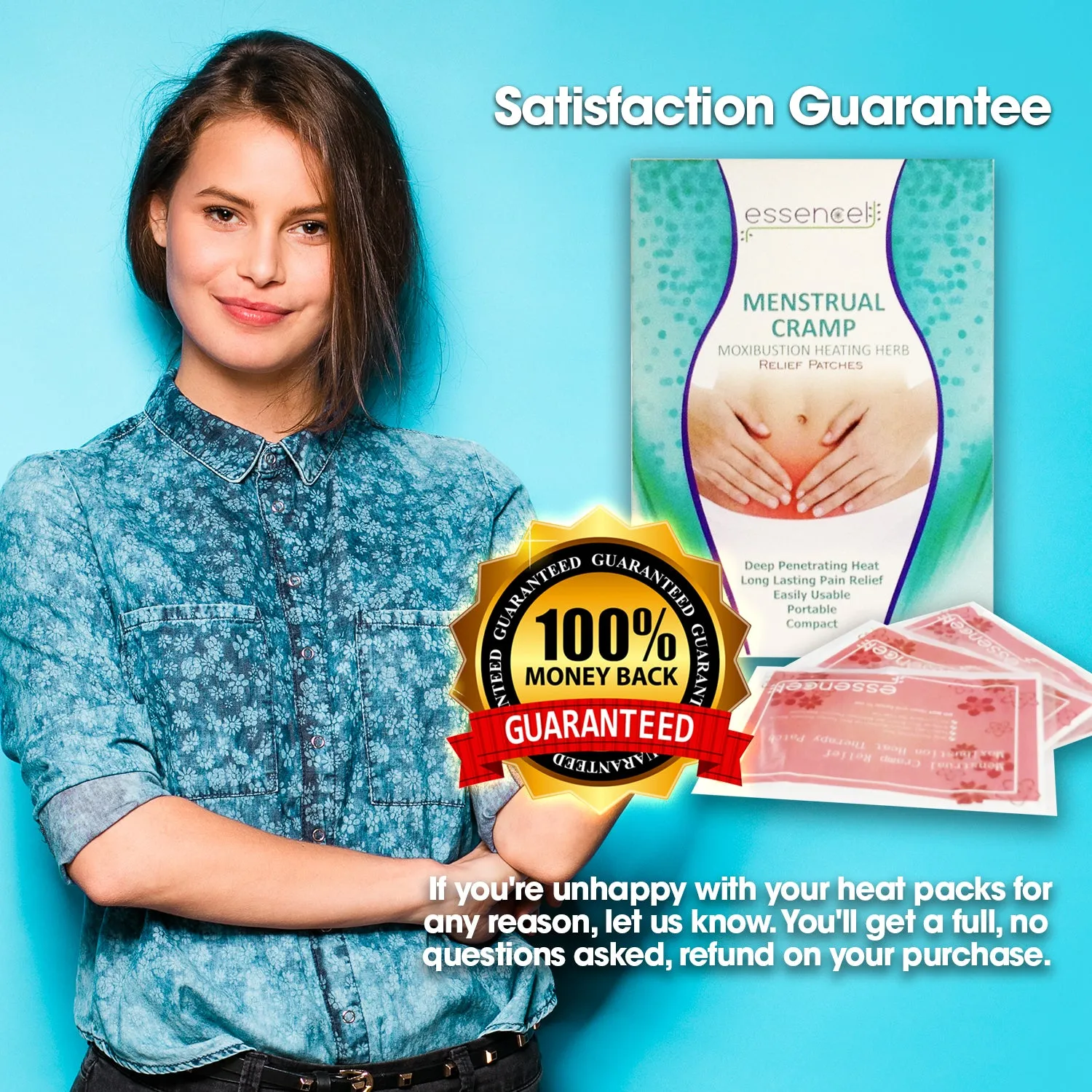 Moxibustion Menstrual Cramps Pain Relief Natural Heating Herb Therapy Patches