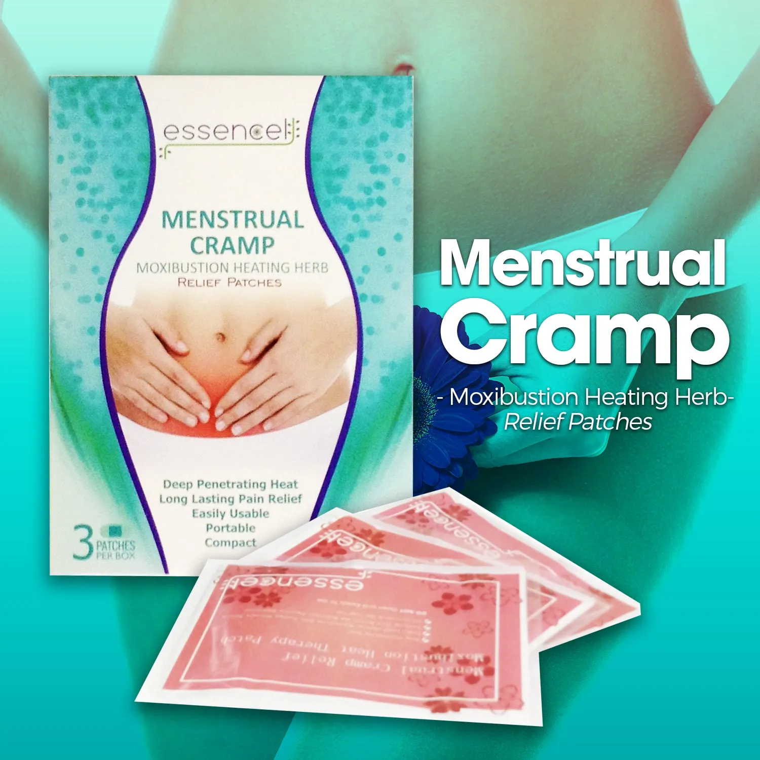 Moxibustion Menstrual Cramps Pain Relief Natural Heating Herb Therapy Patches