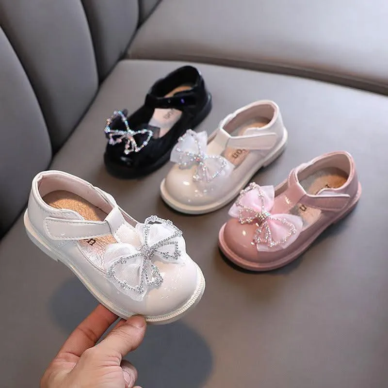 Multi-Color Bow Girl Shoes Princess Essentials Versatile Girls' Flats