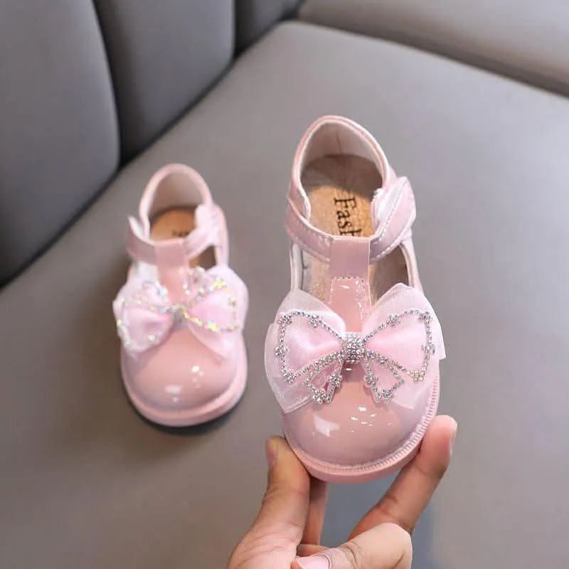 Multi-Color Bow Girl Shoes Princess Essentials Versatile Girls' Flats
