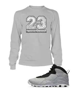 New 23 Graphic T Shirt to Match Retro Air Jordan 10 Light Smoke Shoe