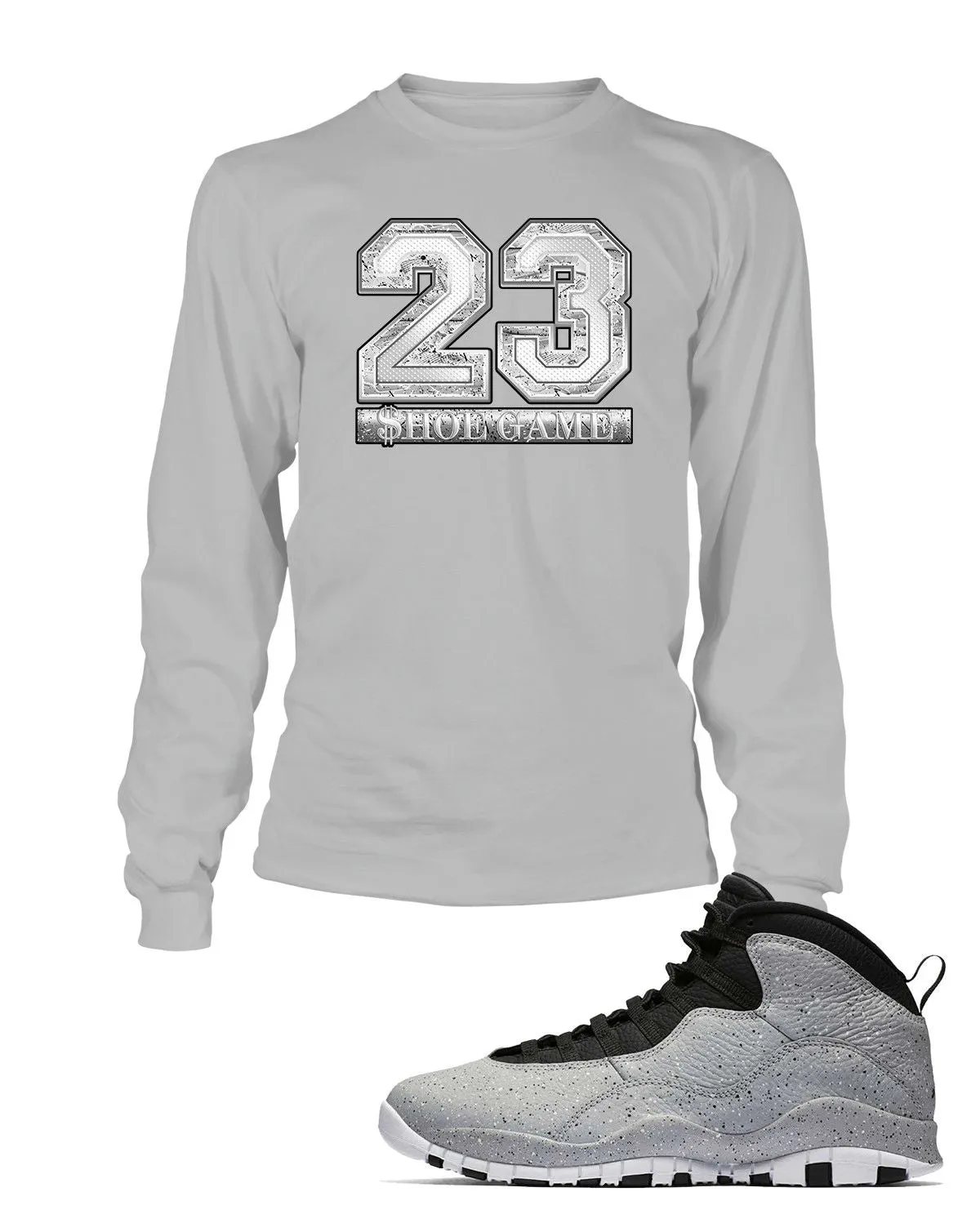 New 23 Graphic T Shirt to Match Retro Air Jordan 10 Light Smoke Shoe