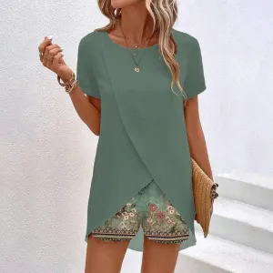 New Bovuf Breezy Print Short Sleeve Two Piece Set, sz M Retails $54 