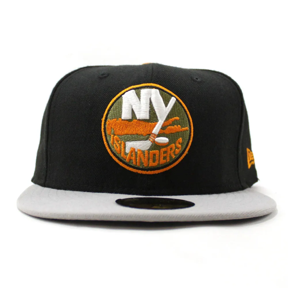 New York Islanders New Era 59Fifty Fitted Hat (Black Gray Light Orange)