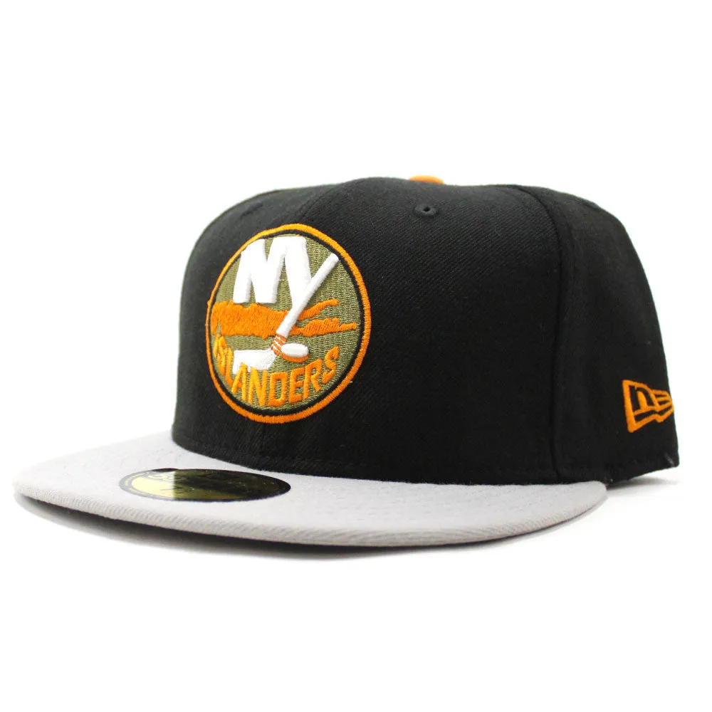 New York Islanders New Era 59Fifty Fitted Hat (Black Gray Light Orange)