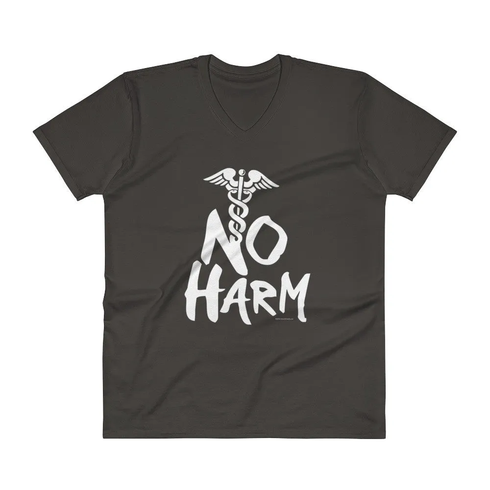 No Harm Caduceus EMT Paramedic Medical Symbol  V-Neck T-Shirt