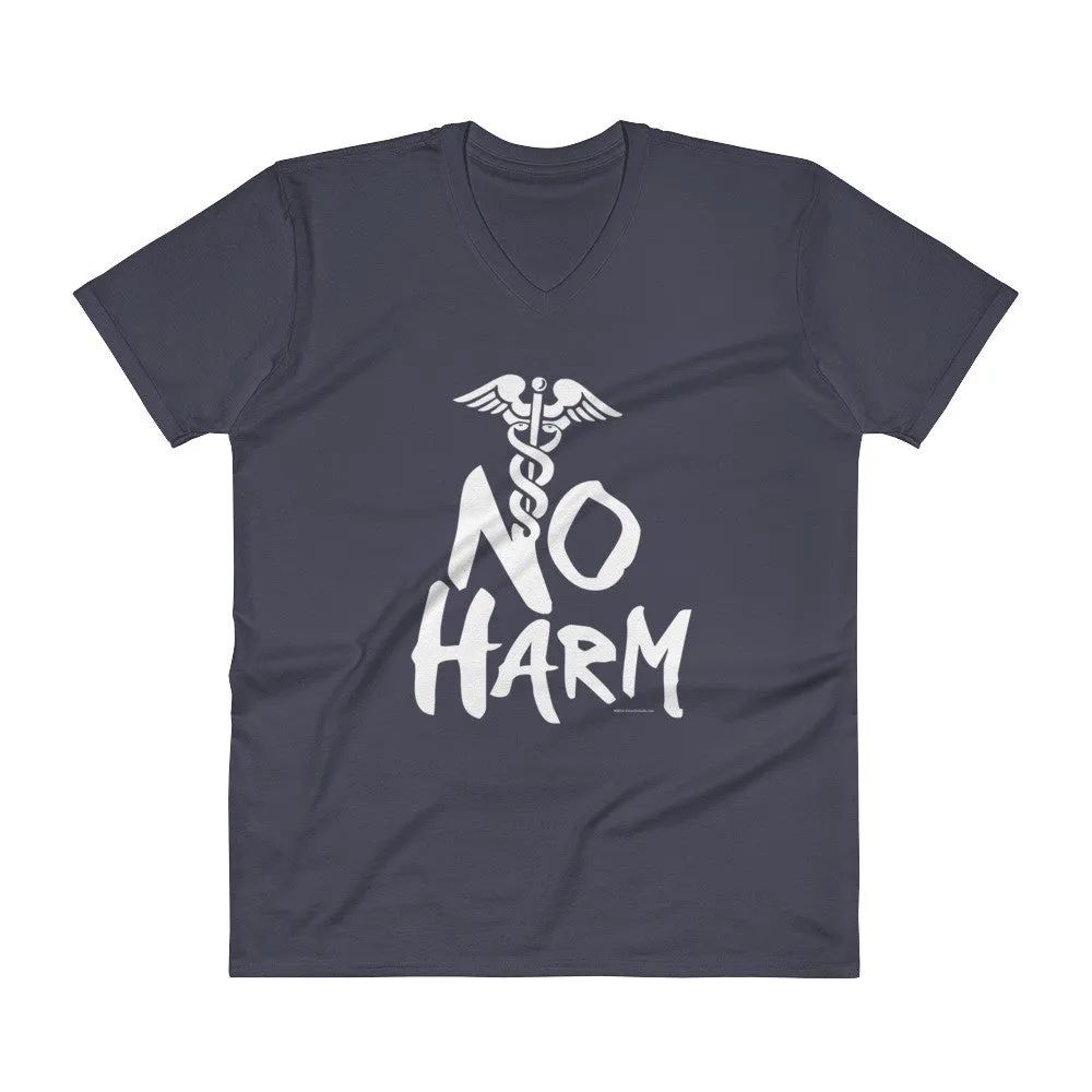 No Harm Caduceus EMT Paramedic Medical Symbol  V-Neck T-Shirt