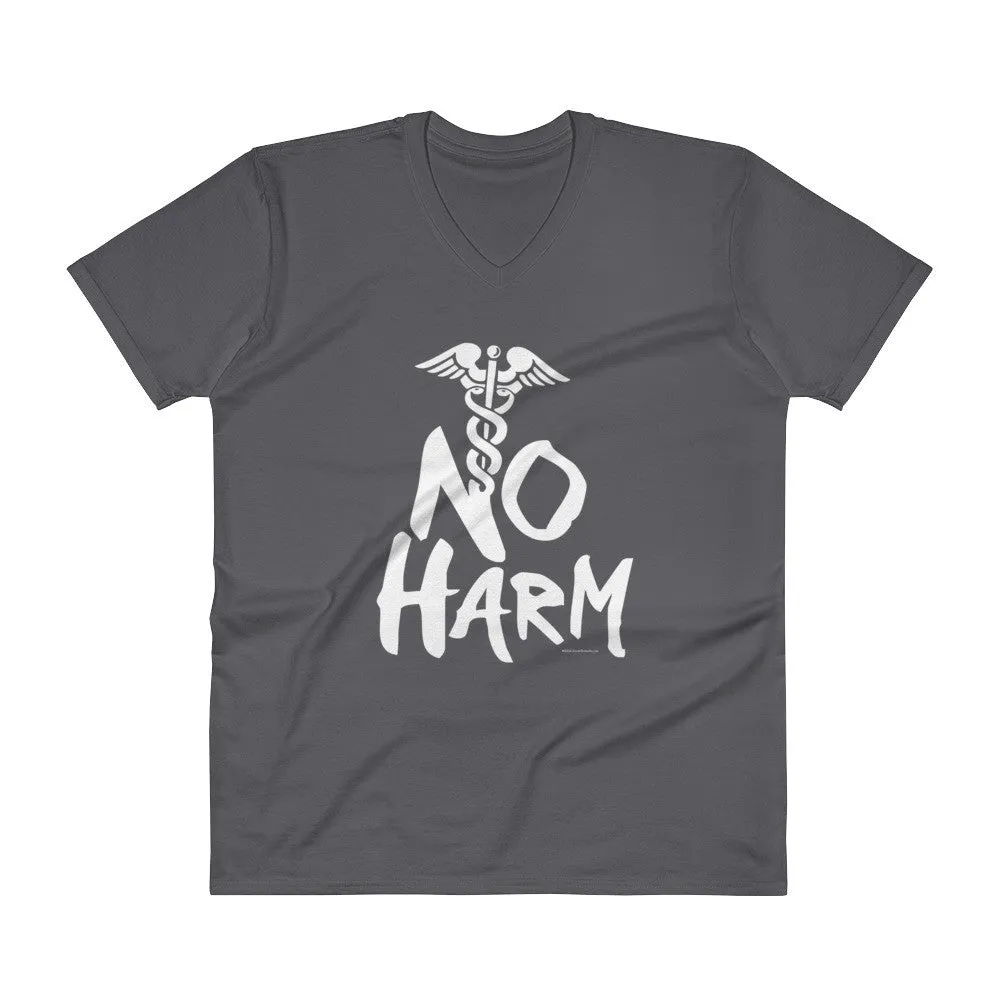 No Harm Caduceus EMT Paramedic Medical Symbol  V-Neck T-Shirt