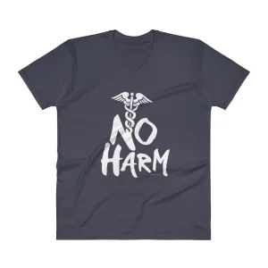 No Harm Caduceus EMT Paramedic Medical Symbol  V-Neck T-Shirt