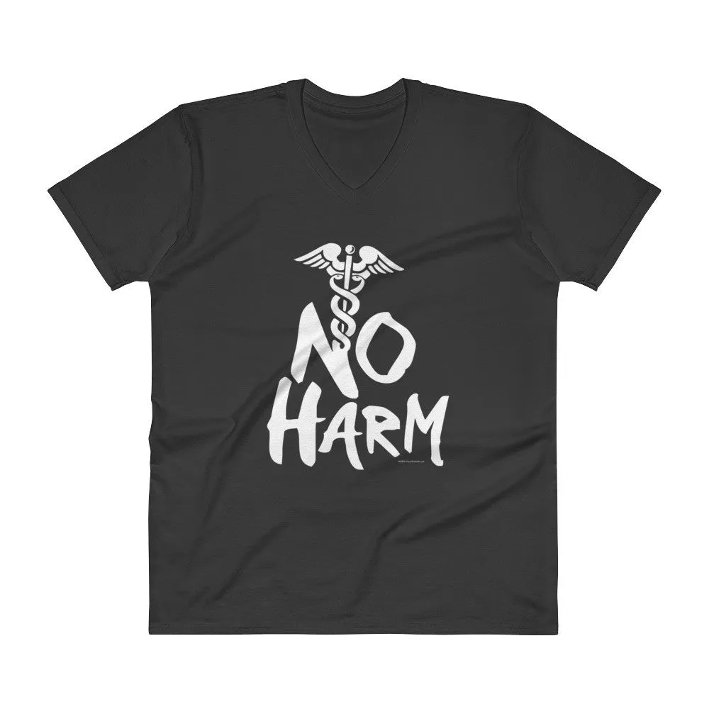 No Harm Caduceus EMT Paramedic Medical Symbol  V-Neck T-Shirt