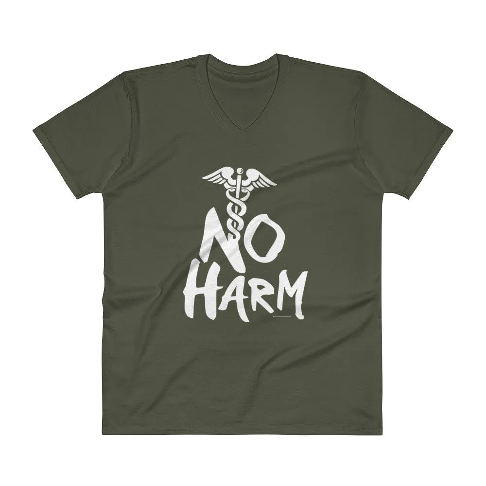 No Harm Caduceus EMT Paramedic Medical Symbol  V-Neck T-Shirt