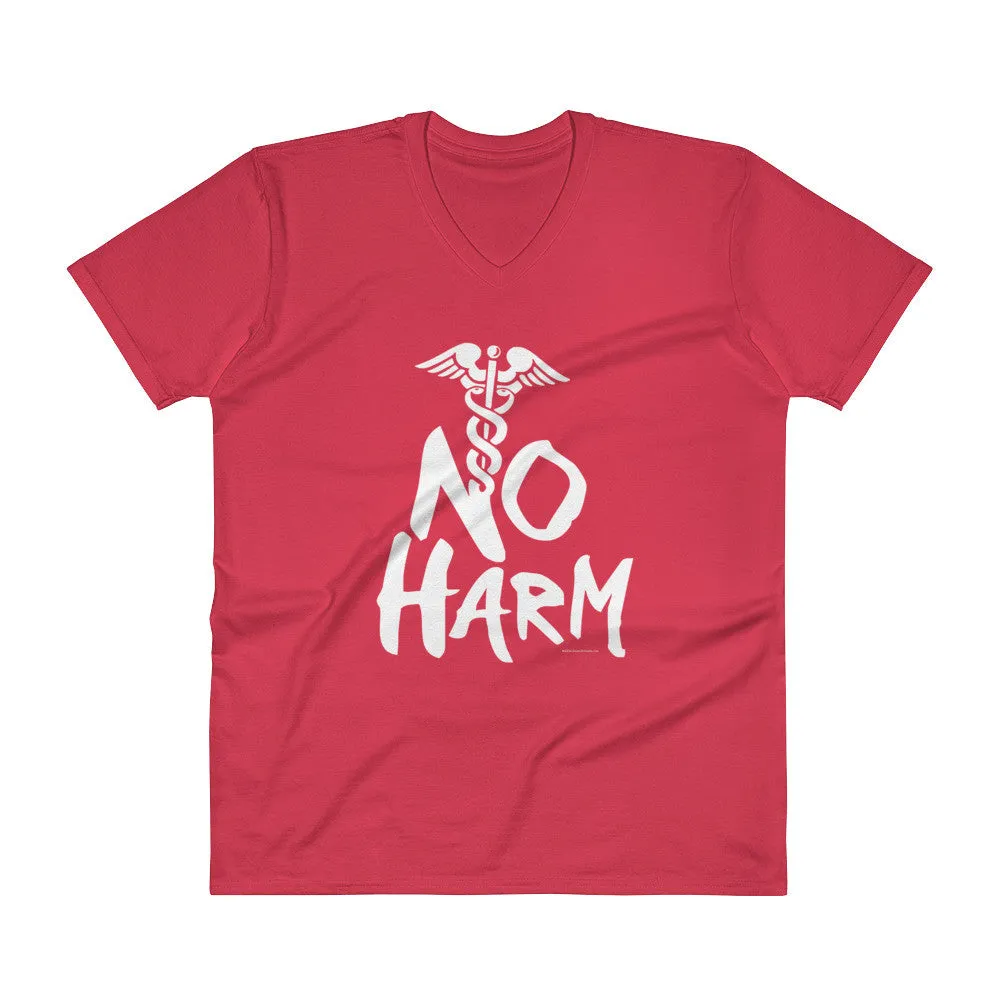 No Harm Caduceus EMT Paramedic Medical Symbol  V-Neck T-Shirt